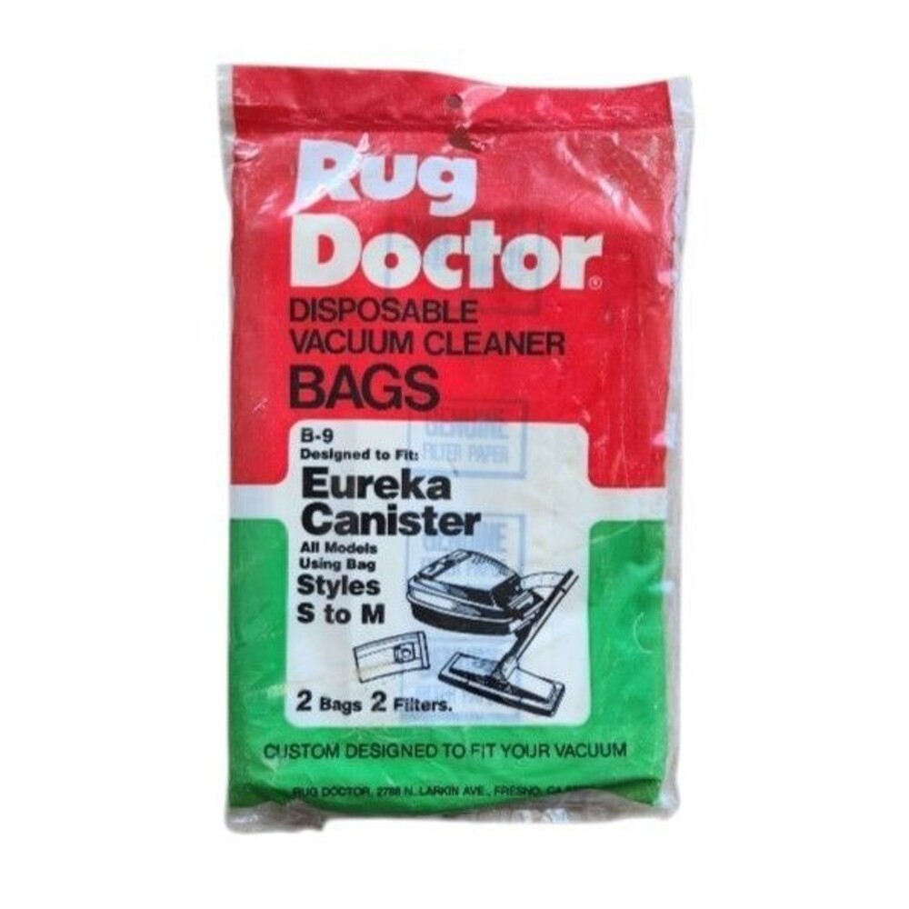 Rug Doctor B-9 Vintage Eureka Canister Style S to M Vacuum Bags 2 bags 2 filters